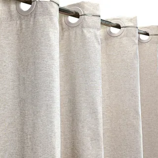 YISURE Hakenloser Duschvorhang 240x200 Leinenoptik schwer, Beige Badevorhang rund Kunstleinen Textil Stoff wasserabweisend Hotel Luxus, extra lang Breite 240 x Höhe 200cm