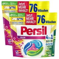 Persil Color 4in1 DISCS, 152 (2 x 76 Waschladungen), Colorwaschmittel mit Tiefenrein-Plus Technologie für leuchtende Farben, 92% biologisch abbaubare Inhaltsstoffe*