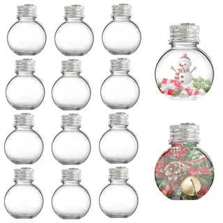 12 Stück Durchsichtige Weihnachtskugeln Plastik Weihnachtsbaumkugeln Befüllbare Kunststoffkugeln 50ml DIY Weihnachts Ornamente Für Weihnachten Halloween Geburtstag Decoration (Clear-B)