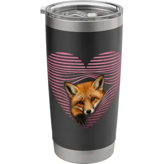 Süßer Fuchs im Herzen Retro Woodland Lover Vintage Style Doppelwandiger Edelstahl-Thermobecher