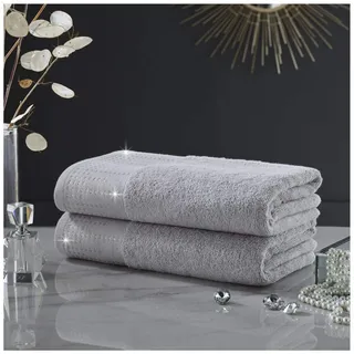 GC GAVENO CAVAILIA Abington Handtuch-Set, 100% Baumwolle, weich und gemütlich, 2 Stück, grau, Badetuch, 2
