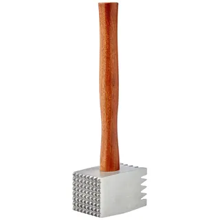 Paderno 42508–00 Fleischklopfer Holz Griff, Doppelseitig Schnitzelklopfer für Schnitzel, Koteletts, Steaks, Aluminium, 34 cm