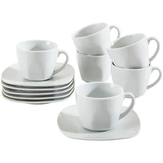 Novel Tassenset , Weiß , Keramik , 12-teilig , 200 ml , Geschirr, Tassen, Tassen Sets