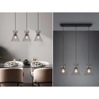 Ausgefallene LED Pendelleuchte mehrflammig Metall Schwarz Goldfarben Breite 82cm