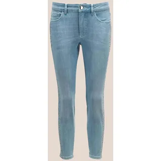 Regular-fit-Jeans MADELEINE "Jeans Moderne Steinchen-Jeans in 7/8-Länge", Damen, Gr. 40, N + K Gr, beige (bleached), Obermaterial: 83% Baumwolle CO. 15% Polyester PES. 2% Elasthan EL., Modern, Jeans Regular-fit-Jeans