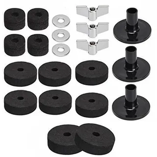 Alnicov Becken-Ersatzzubehör,21-teiliges Trommel-Ersatz-Kit,Beckenfilze Hi-Hat Clutch Felt Beckenhüllen mit Basis-Flügelmuttern und Becken-Unterlegscheibe für Becken-Stapler,Schwarz