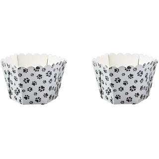 Demmler 2er Set Hexagon Backform mit Pfoten Motiven - 2x4 Stück (8 Stück) – stabile Einweg-Backformen aus hochwertigem Ofenkarton - ⌀ 7- Fassungsvolumen 230ml - Made in Germany