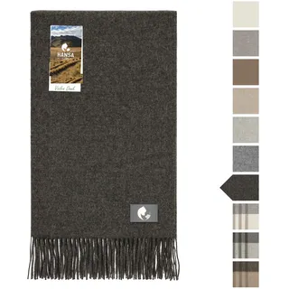 HANSA-FARM | Extra große Baby Alpaka Decke - 200 x 130 cm - Kuschelig weich aus 100% Baby Alpakawolle (kratzfrei, ungefärbt) Plaid Tagesdecke & Alpaka Wolldecke - Dunkelgrau/Anthrazit Uni (Grau)