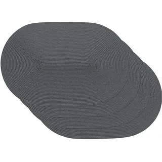 Venilia Tischset Grau Oval, Platzset für Esszimmer, Esstischmatten, Telleruntersetzer, Platzdeckchen, gewebt, lebensmittelecht, 45 x 30 cm, 4 Stück, 59114