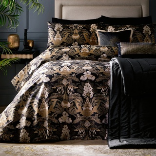 Laurence Llewelyn-Bowen - Suburban Dschungel – Bettbezug-Set – Super-King-Size-Bett Größe in Schwarz/Gold