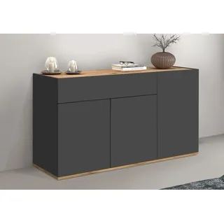 INOSIGN Sideboard »Garda, Kommode, Schrank, 3 Türen, 1 Schublade, Made in Italy« 3 Türen, 1 Schublade, grifflos Breite 120,1 cm, anthrazit/eiche matt, schwarz