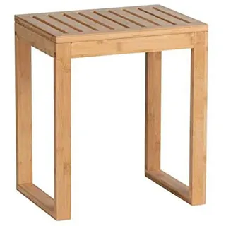 WENKO Badhocker Mod. Bamboo, Hocker für Bad und Gäste-WC, Möbelstück aus Bambus, Sitzgelegenheit und Ablagefläche für Wohn- und Schlafräume, schöner Tritt, 40 x 30 x 46 cm, Natur