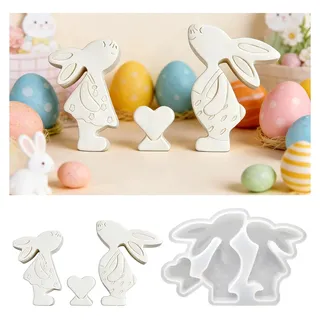 Silikonformen für Ostern, DIY Silikonform Hase, Gießformen für Ostern, Gipsformen für Osterhasen, Dekorationen und Kunsthandwerk