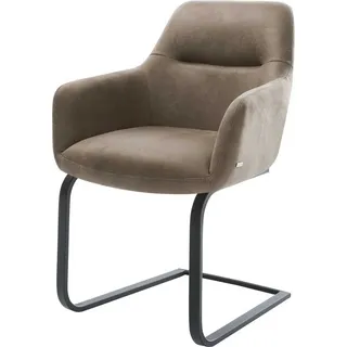 DeLife Freischwinger Pejo-Flex Mikrofaser Taupe Vintage Freischwinger flach Schwarz Taschenfederkern