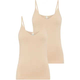 Spaghettitop YSABEL MORA, Damen, Gr. XXL, beige, Single Jersey, Obermaterial: 95% Baumwolle, 5% Elasthan, figurbetont hüftlang, V-Ausschnitt, Tops Spaghettitop, Baumwollmix, elastisch, atmungsaktiv, weich