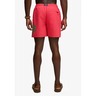 Badeshorts SUPERDRY "PRINTED LOGO 16 SWIM SHORT", Herren, Gr. M, N-Gr, paradise pink, Polyester, unifarben, Badehosen Badeshorts