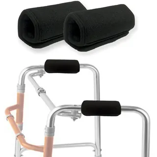Universal Walker Gepolsterte Handgriff-Bezüge, Premium Medizinische Weiche Kissen Memory Foam Kern Polsterung Wicking Komfort Waschbar Schwarz