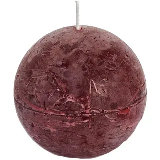 Spaas 6 Rustikale geruchlose Kugelkerzen 80 mm weinrot