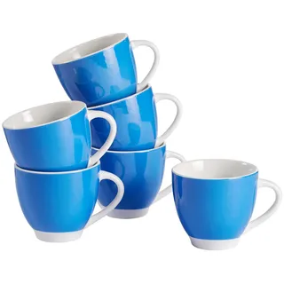 Van Well Tassenset , Blau, Weiß , Keramik , 6-teilig , 200 ml , Geschirr, Tassen, Tassen Sets