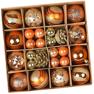harayaa 36 Stück Weihnachtskugeln, Christbaumschmuck mit Aufhänger, Christbaumkugeln Set, Weihnachtsbaumschmuck, Weihnachtsbaum Deko Kugel-Weihnachtsbaumkugeln für den Valentinstag, Orange