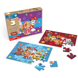 Spin Master PAW Patrol Holzpuzzle-Sammlung, 3er Set mit Stabiler Holzbox zur Aufbewahrung, 24-teilige Kinderpuzzles, Puzzle-Spaß für Vorschulkinder ab 3 Jahren