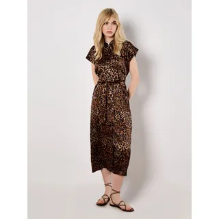 Apricot Druckkleid "Midikleid" 2 tlg. aus fließendem Satin, braun
