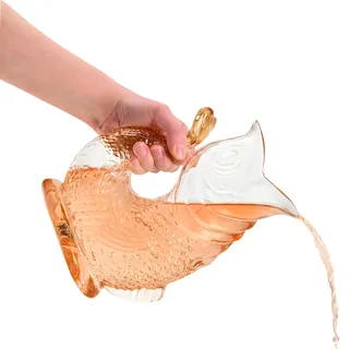 Giggling Grandma Wasserkaraffe Borosilikatglas in Fischform - 1,5 L - Fisch Karaffe mit Gluckergeräusche für lustiges ausgießen von Wasser, Wein & mehr - Karaffe Fisch – Fischkrug