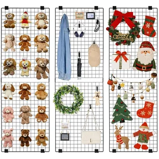 VEVOR Gitterwandpaneele Gitterwand 610 x 11 x 1828 mm 3 Stk. Wandgitter wandmontiertes Kunstausstellungsregal aus Karbonstahl, Fotowand Memoboard für Dekoration Lagerung Anschlagtafel Schwarz