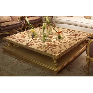 Couchtisch Tisch Beistelltisch Wohnzimmertisch Holz Royal Beistell Barock klasik - Gold