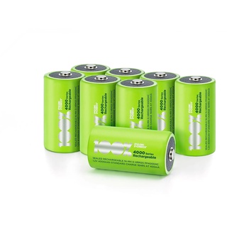 100% PeakPower Akku D, 8 Stück LR20 Akkus NiMH, D Akku-Batterien mit LSD Technologie, Ready2Use, bereits vorgeladen, Typ Monozelle HR20 wiederaufladbar, Kapazität 4000mAh, 1,2V