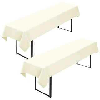 2 Stück Biertisch Tischdecke,für 50-70 cm Tischbreite,Elfenbein Biertisch Biertischhussen Bierzeltgarnitur Rechteckige Tischdecken Waschbar 100x250cm für Gartenbankett-Gartenmöbel