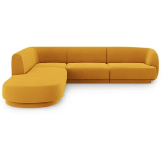 Micadoni Ecksofa links Miley aus Samt gelb 6 Sitzplätze , Gelb , Textil , L-Form , 255x248 cm , Hergestellt in Europa, Oeko-Tex® , Wohnzimmer, Sofas & Couches, Wohnlandschaften, Ecksofas