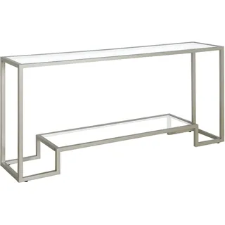 Henn&Hart Glam Console Table in Satin Silver for Home, Living Room, Bedroom, Entertainment Room, Office