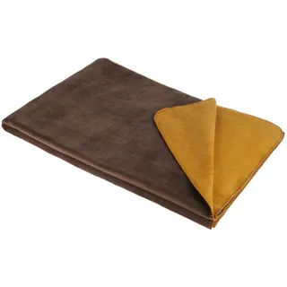 Novel Wohndecke , Braun, Gelb , Textil , Uni , 150x200 cm , Textiles Vertrauen - Oeko-Tex® , Double face , Heimtextilien, Wohntextilien, Decken, Kuscheldecken