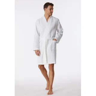 Herrenbademantel SCHIESSER "Essentials", Herren, Gr. S, weiß (100, weiß), Baumwolle, Kurzform, Hausmäntel Herrenbademantel, mit Bindekordel, Kimono-Schnitt
