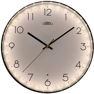 PRIM Sense Leuchtende Design Kunstoff Wanduhr, Weiß/Schwarz, Licht- und Geräusch-Sensor, Quarz-Uhrwerk Sweep, Modern, Light Clock, Wand-Dekoration für jeden Raum Wohnzimmer, Küche, Büro, Schlafzimmer