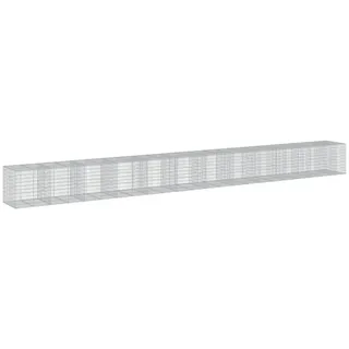 vidaXL Gabione mit Deckel 1150x100x100 cm Verzinktes Eisen - Silber