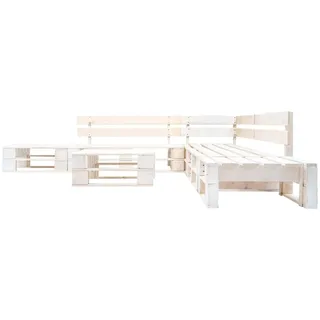 vidaXL 6-tlg. Paletten-Lounge-Set Holz Weiß - Weiß