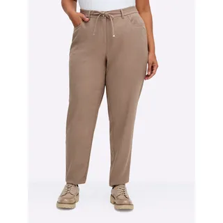 Webhose SHEEGO, Damen, Gr. 46, Normalgrößen, schlamm, gemustert, 64% Polyester, 34% Viskose, 2% Elasthan, gemustert, kariert, mehrfarbig, Hosen Webhose