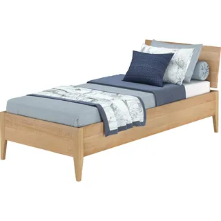 Metallfreies Einzelbett aus Buchenholz konische Füße 90x200 mit wählbaren Zubehör V-60.94-09ohne Zubehör - Naturbelassen