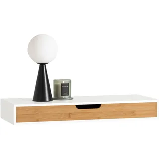 SoBuy Wandregal 60 x 24 x 8 cm Weiß/Naturfarben