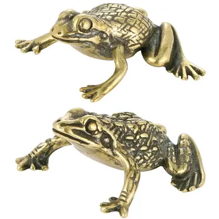 Amosfun Messing Frosch Figur Set 2 Stück Antike Kröten Skulpturen Feng Shui Glücksbringer Kupfer Ornament Deko Für Zuhause Und Büro 1.18X1.18X0.59 Zoll