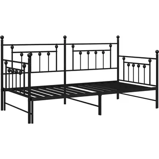 vidaXL Tagesbettrahmen mit Kopfteil Schwarz 100 x 200 cm Stahl