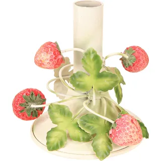Kerzenständer Metall Creme Erdbeer Deko Sommer 13cm - Creme