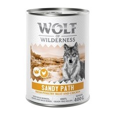 6x400g Pasăre cu pui Sandy Path Senior Wolf of Wilderness Hrană umedă câini