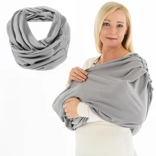LaLoona Stillschal, atmungsaktives Stilltuch für unterwegs - Abdeckung/Tuch zum Stillen - Still-Loop/Bolero aus Baumwolle - Grau