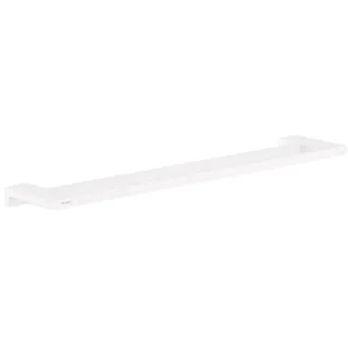 Hansgrohe AddStoris - Doppelbadetuchhalter, Badetuchhalter für Wandmontage, Handtuchhalter, verdeckte Befestigung, Badezimmer Zubehör, Mattweiß, 41743700