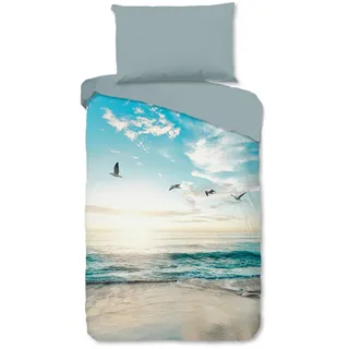 Wendebettwäsche , Multicolor , Textil , Strand , 140x200 cm , Oeko-Tex® Standard 100, BCI (Better Cotton Initiative) , atmungsaktiv , Heimtextilien, Bettwäsche & Leintücher, Bettwäsche, Wendebettwäsche