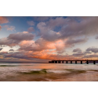 Papermoon Fototapete »Porto Santo Pier Sonnenuntergang«, bunt