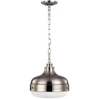 Elstead Lighting Hängeleuchte , Edelstahlfarben, Nickelfarben , Metall, Glas , 48.3 cm , Grüner Punkt, RoHS , Lampen & Leuchten, Leuchtenserien